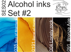 Set #2 Alcohol inks 10ml + Blender 120ml SES02