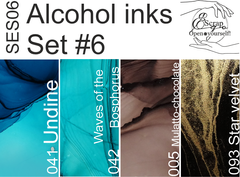 Set #6 Alcohol inks 10ml + Blender 120ml SES06