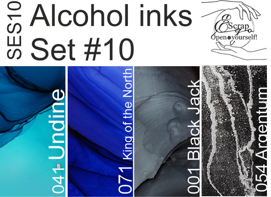 Set#10 Набір алкогольних чорнил 10ml + розчинник 120ml SES10